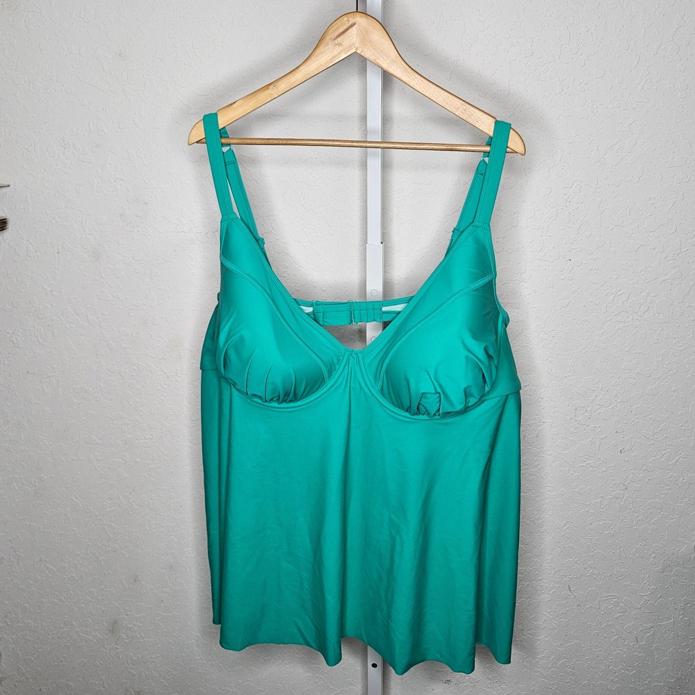Torrid Womens Teal Green Push-Up Underwire Tankini Swim Top Size 6 DD/F NEW